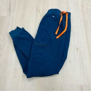 Figs Joggers in Deep Blue with Orange Drawstring